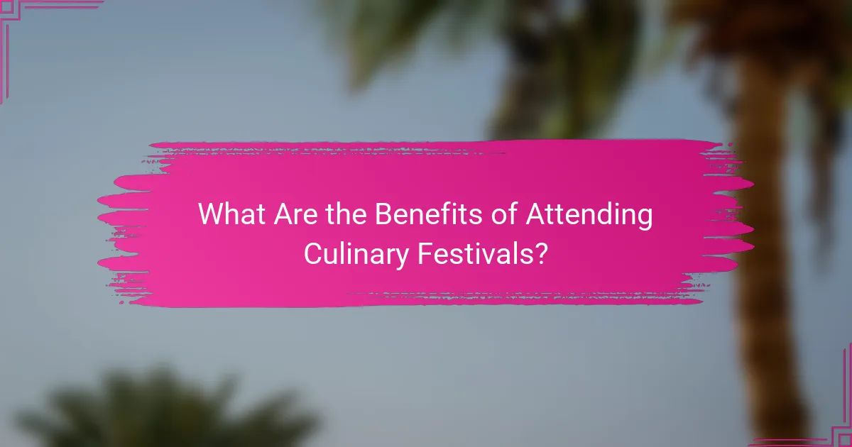 What Are the Benefits of Attending Culinary Festivals?