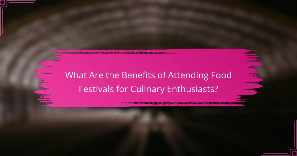 What Are the Benefits of Attending Food Festivals for Culinary Enthusiasts?