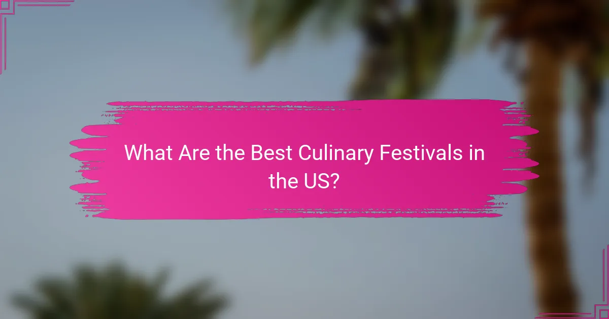 What Are the Best Culinary Festivals in the US?