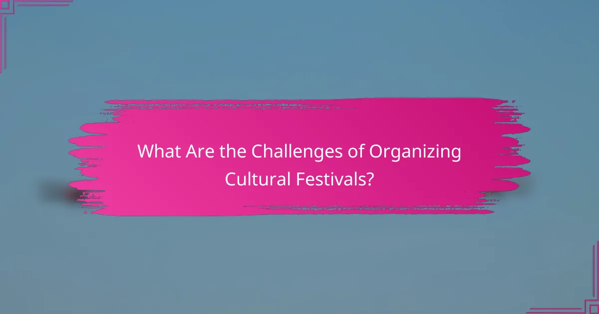 What Are the Challenges of Organizing Cultural Festivals?